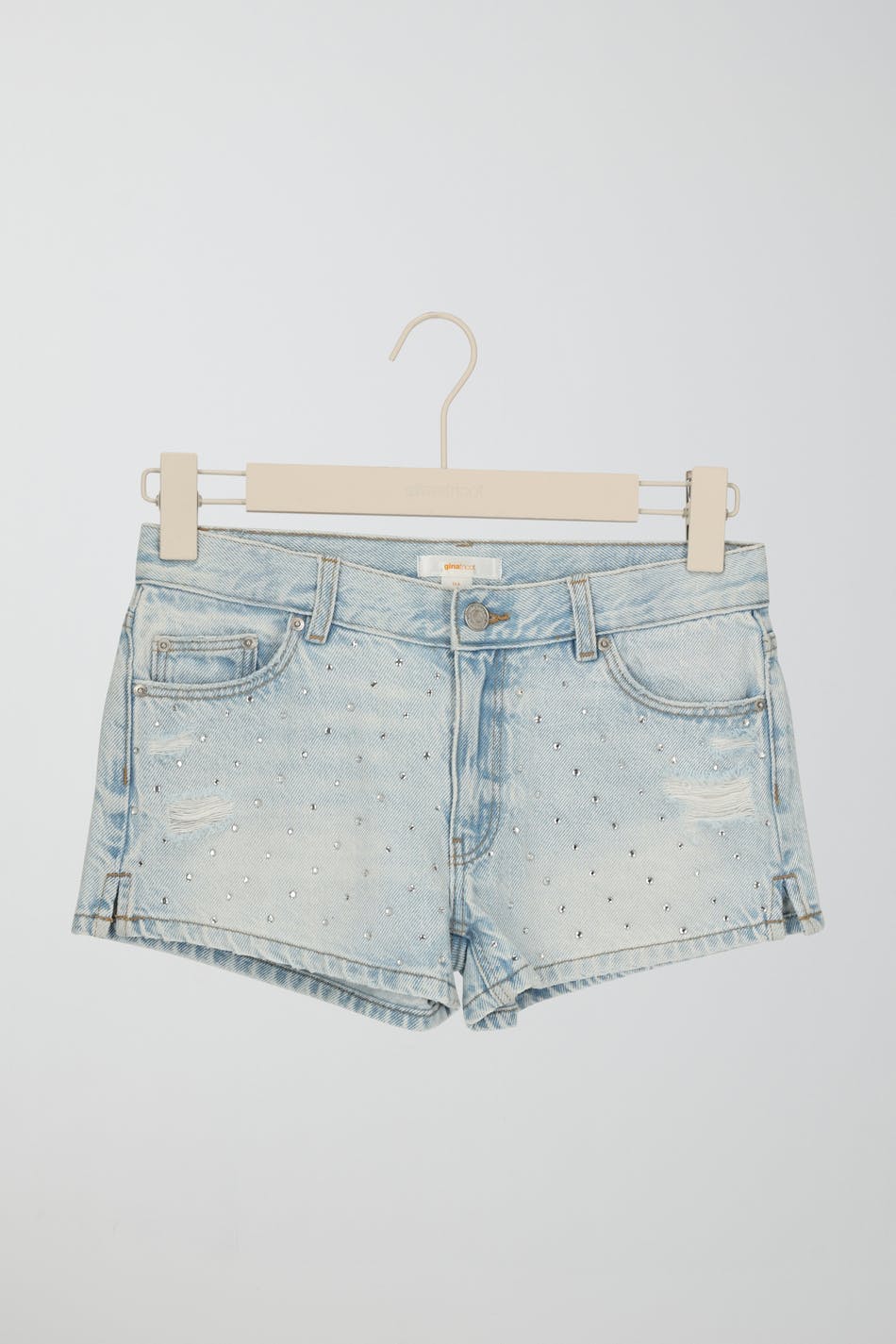 Y rhinestone denim shorts - Bleu clair