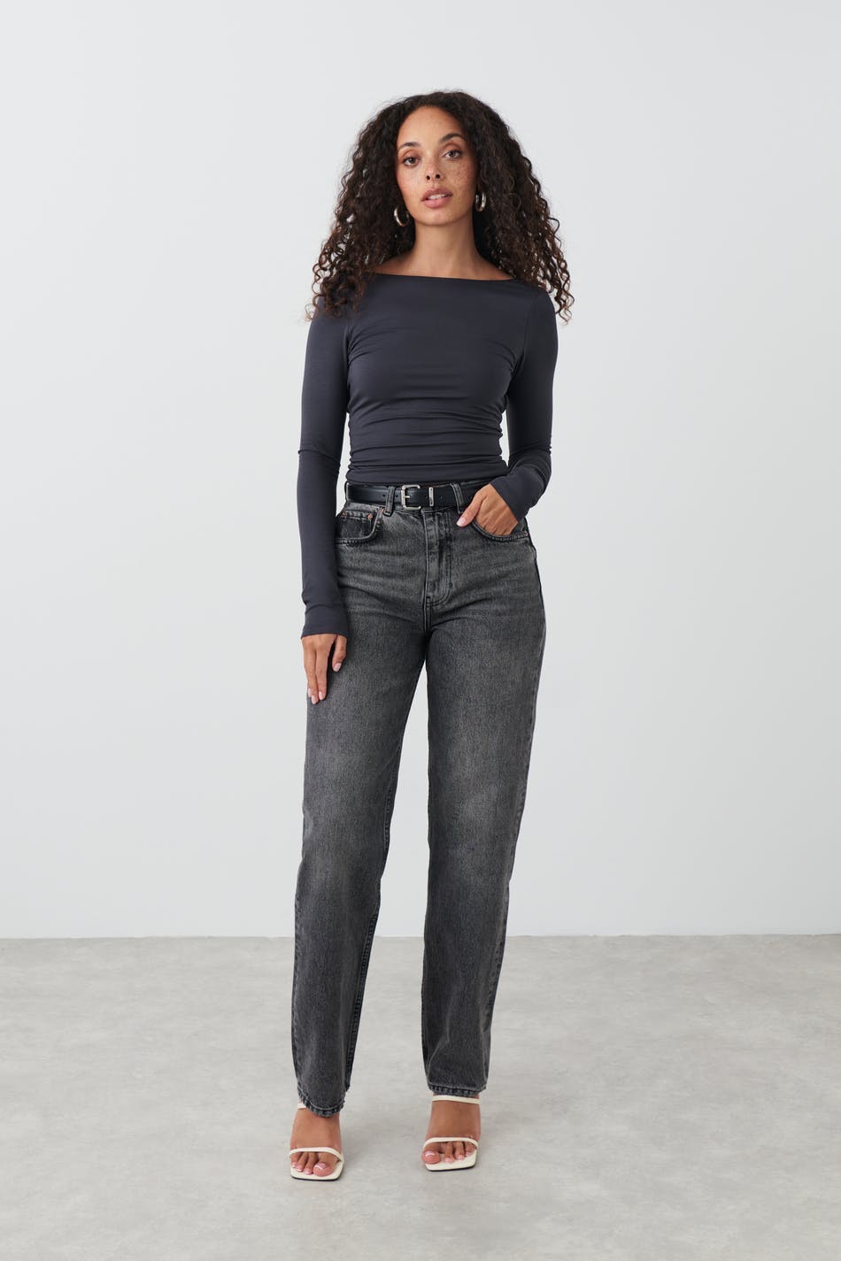 Soft touch ls low back top - Stone