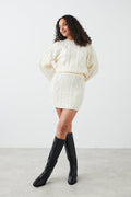 Cable knitted skirt - Blanc cassé