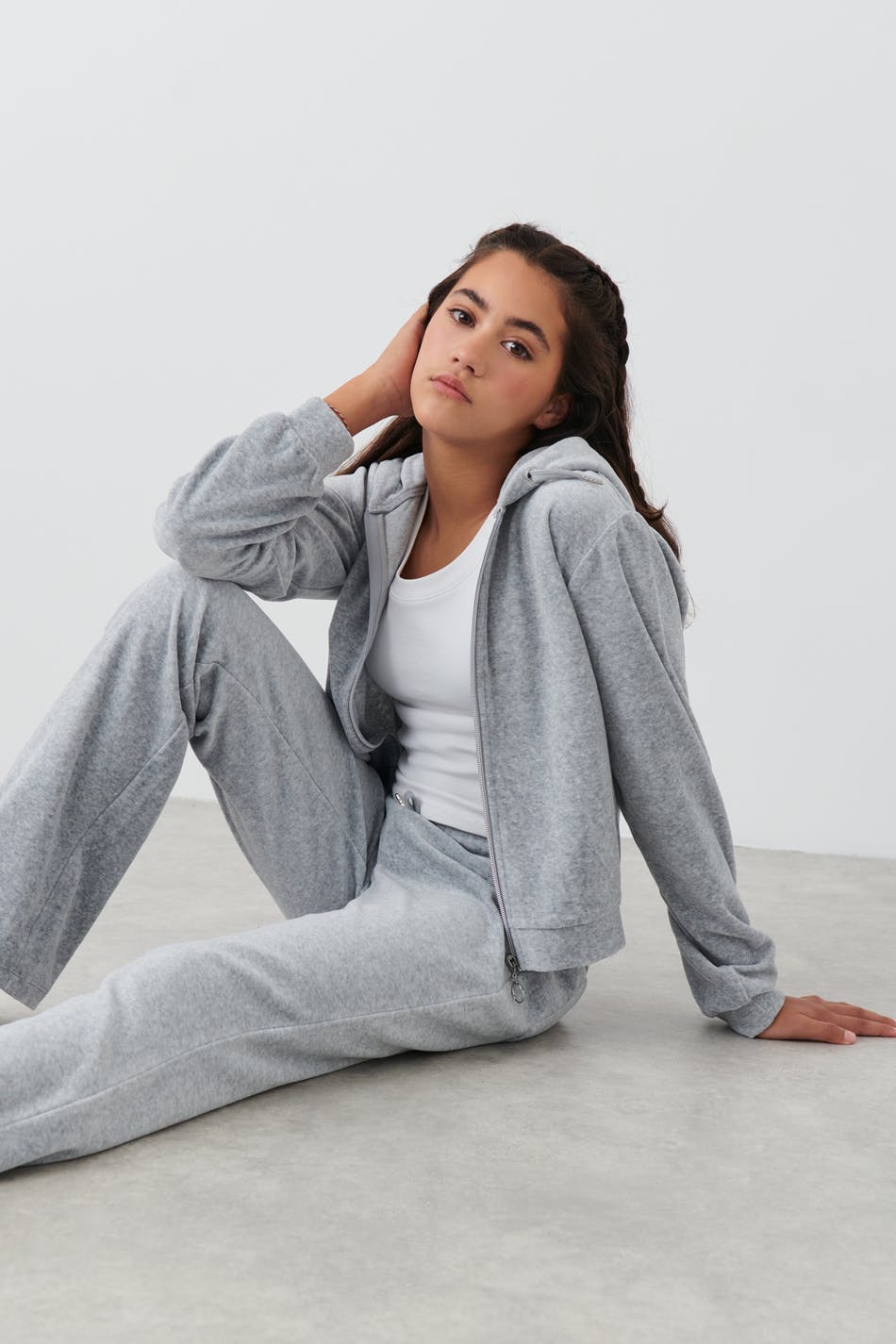 Y velour pants - Grey melange