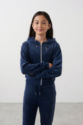 Y velour zip hoodie - Bleu foncé