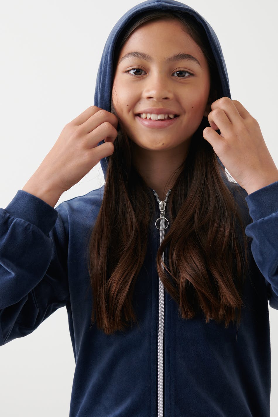 Y velour zip hoodie - Bleu foncé