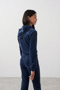 Y velour zip hoodie - Bleu foncé