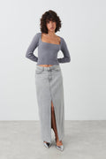 Knitted squareneck top - Silver filigee