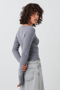 Knitted squareneck top - Silver filigee