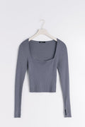 Knitted squareneck top - Silver filigee