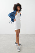 Rib mini dress - Blanc