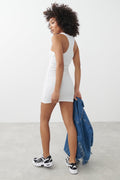 Rib mini dress - Blanc