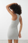 Rib mini dress - Grey melange