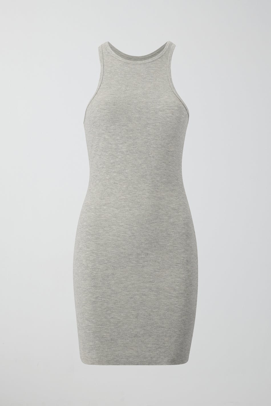 Rib mini dress - Grey melange