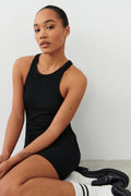 Rib mini dress - Grey melange
