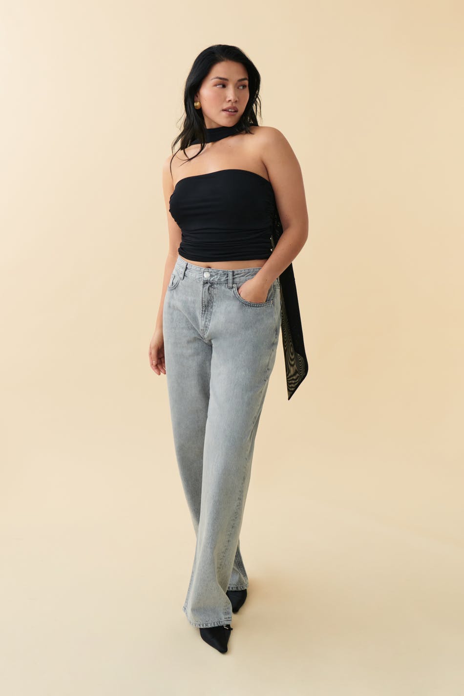 Mesh tube top - Noir
