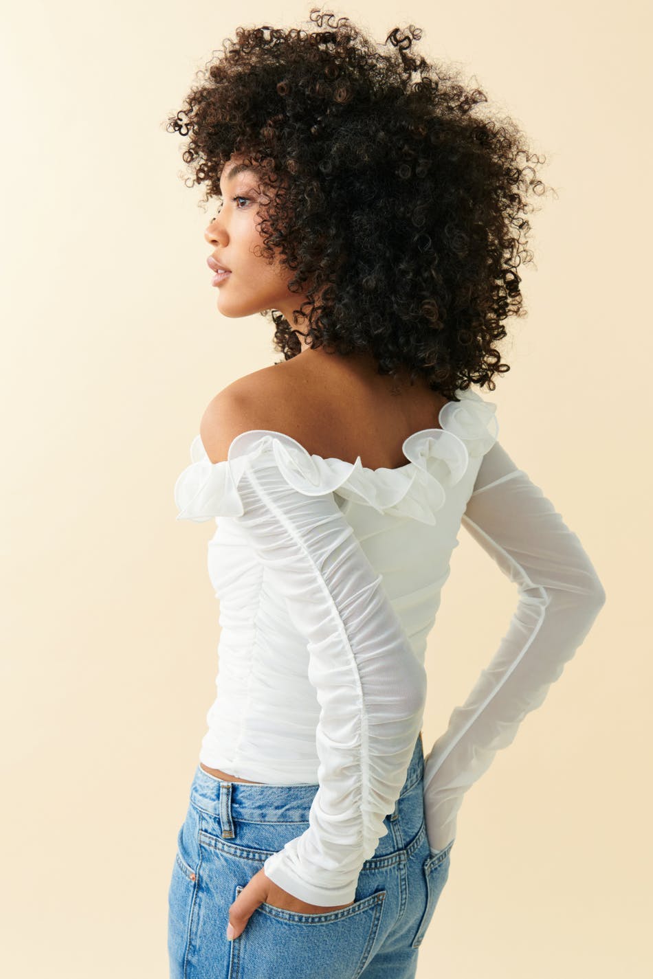 One shoulder wire top - Blanc cassé