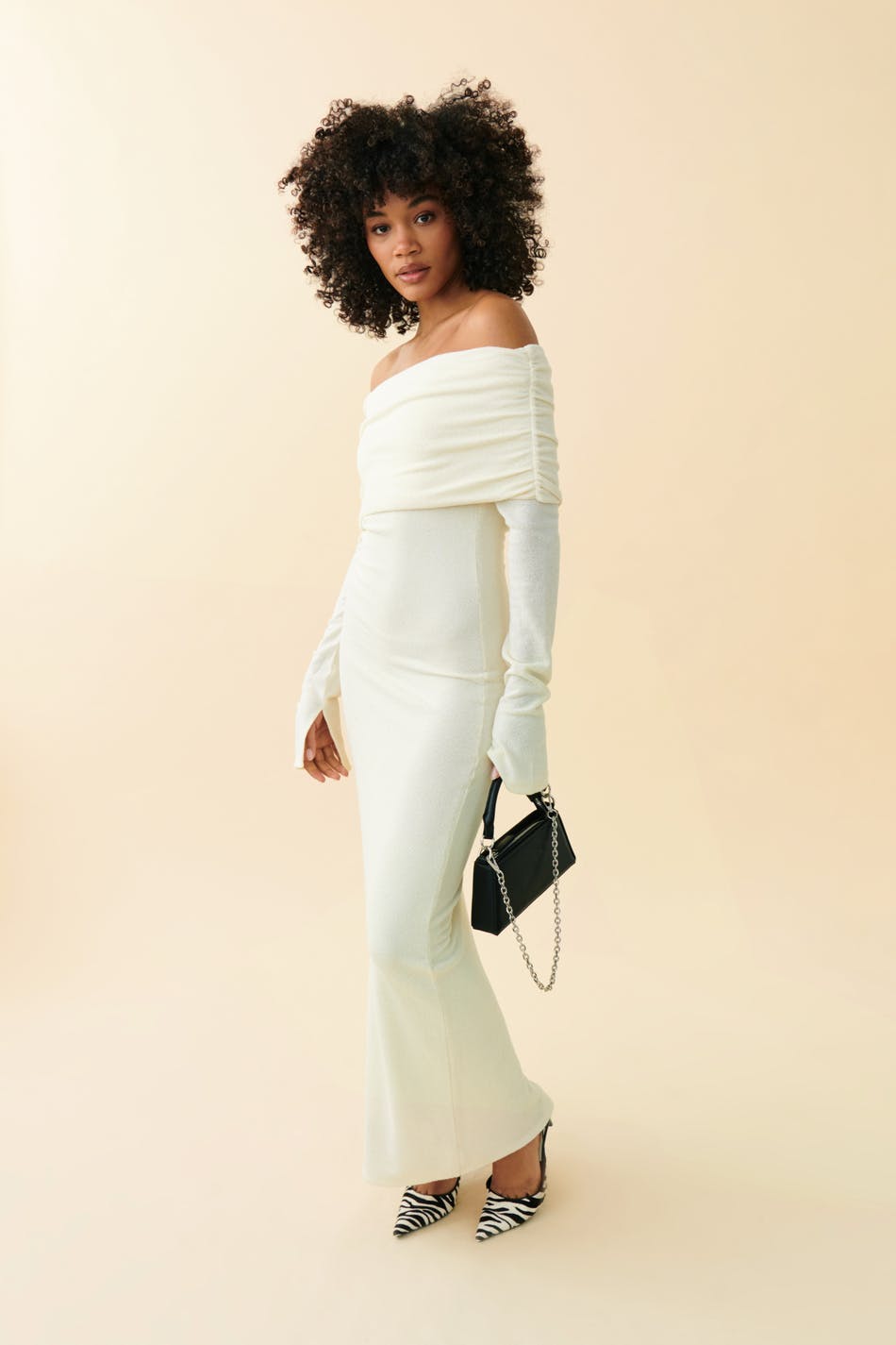 Off shoulder maxi dress - Ecru