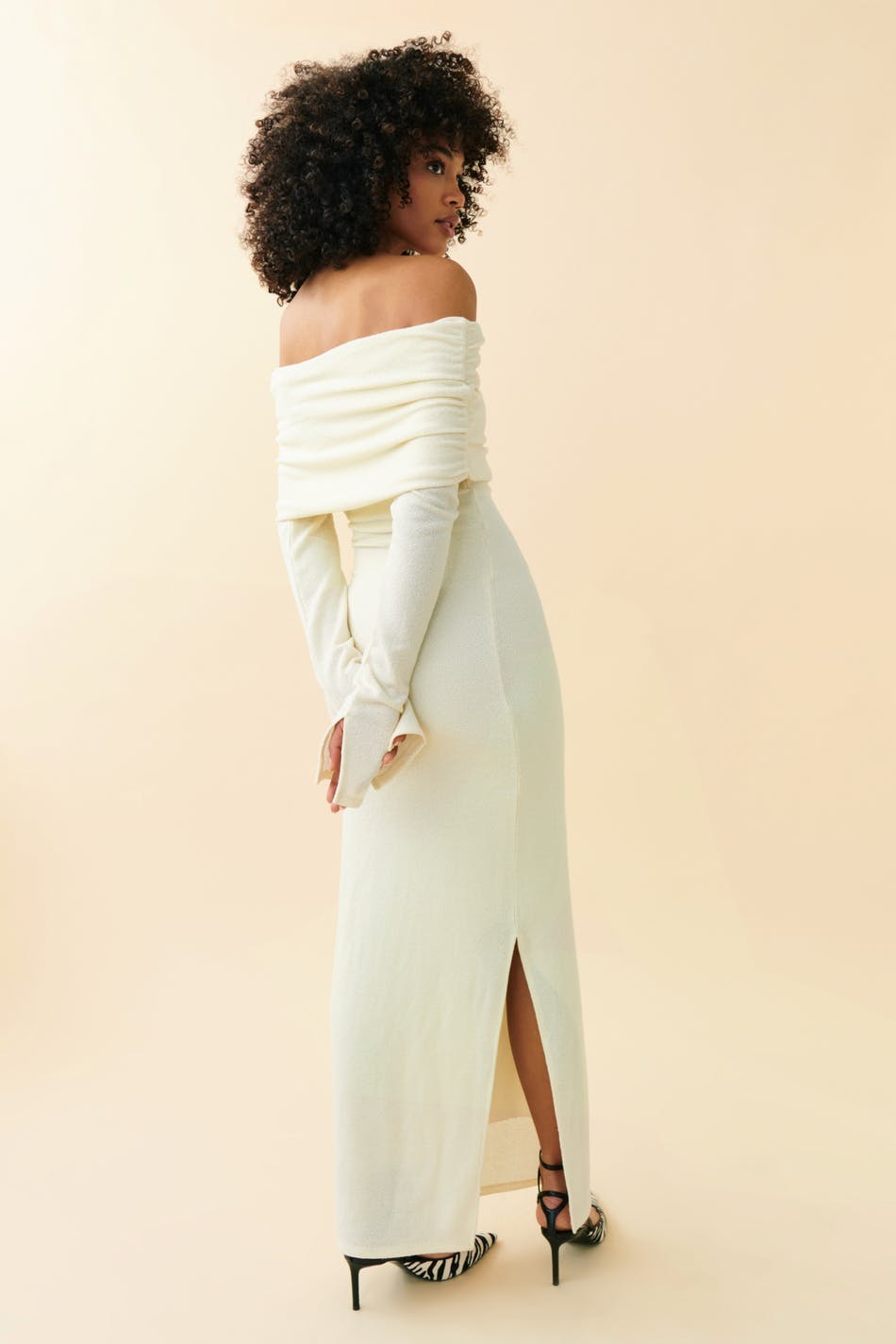 Off shoulder maxi dress - Ecru