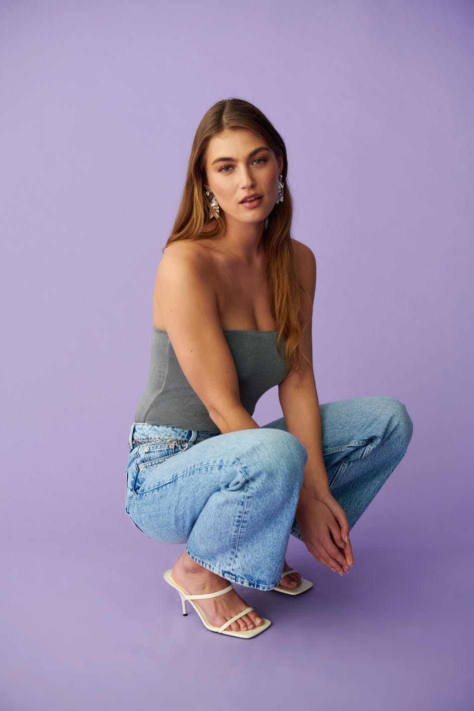 Straight long tube top - Gris