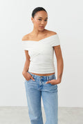 Soft touch wrap top - Blanc cassé