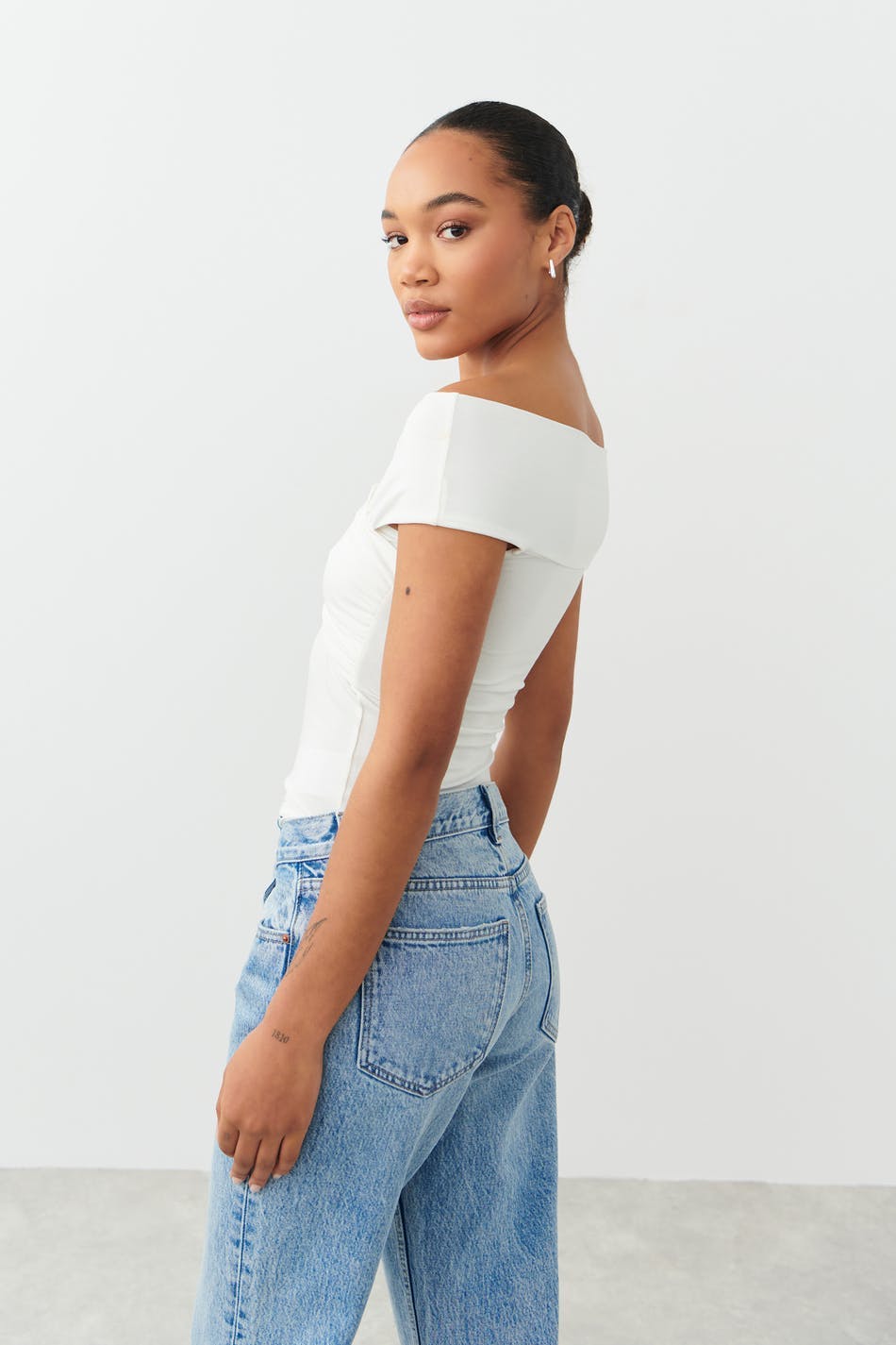 Soft touch wrap top - Blanc cassé