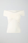 Soft touch wrap top - Blanc cassé