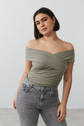 Soft touch wrap top - Blanc cassé