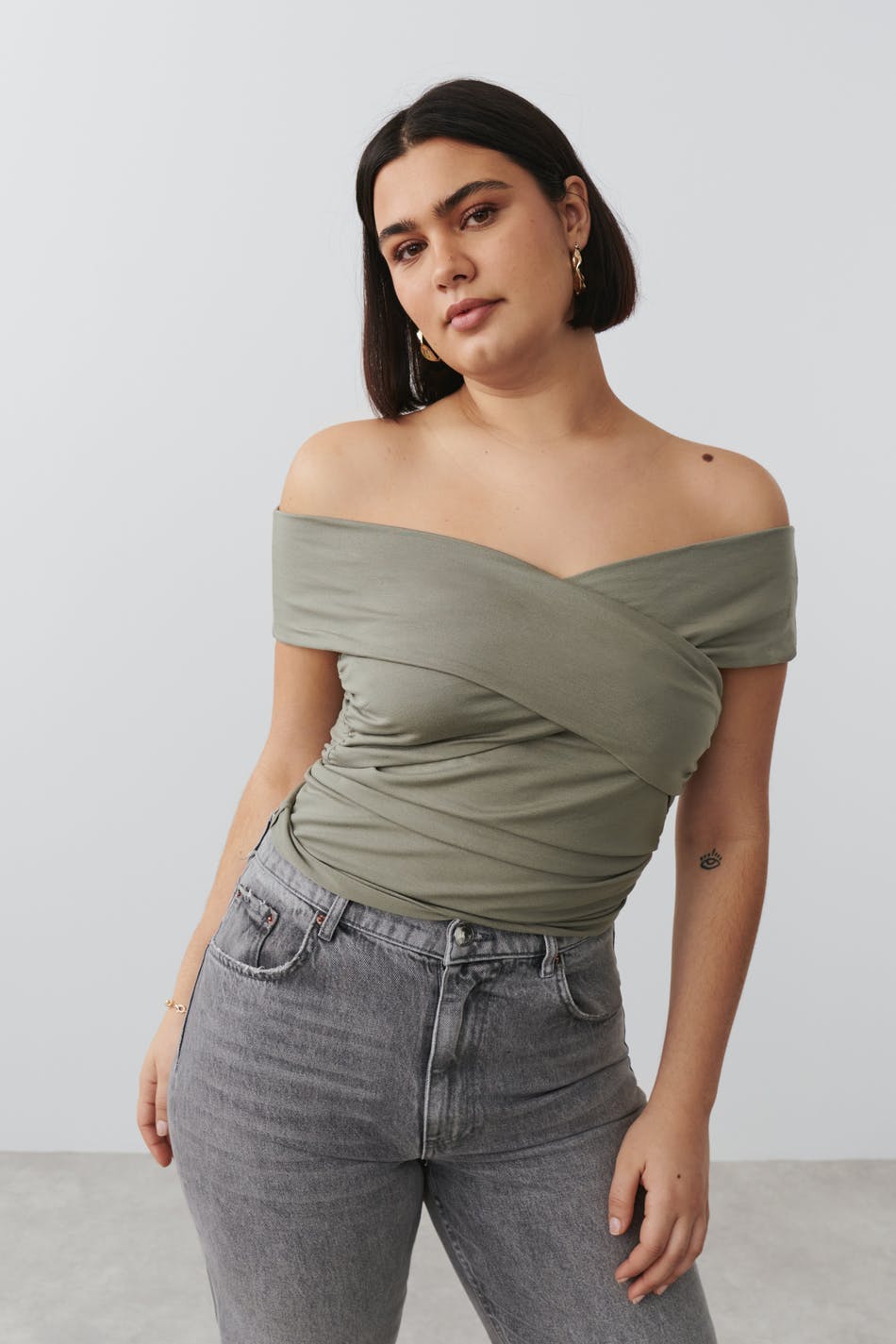 Soft touch wrap top - Blanc cassé