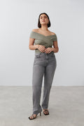 Soft touch wrap top - Blanc cassé