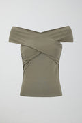 Soft touch wrap top - Dried sage