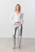 Wrap poplin blouse - Blanc
