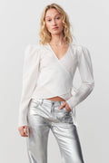 Wrap poplin blouse - Blanc