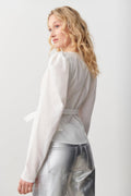Wrap poplin blouse - Blanc