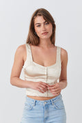 Fitted satin top - Crème