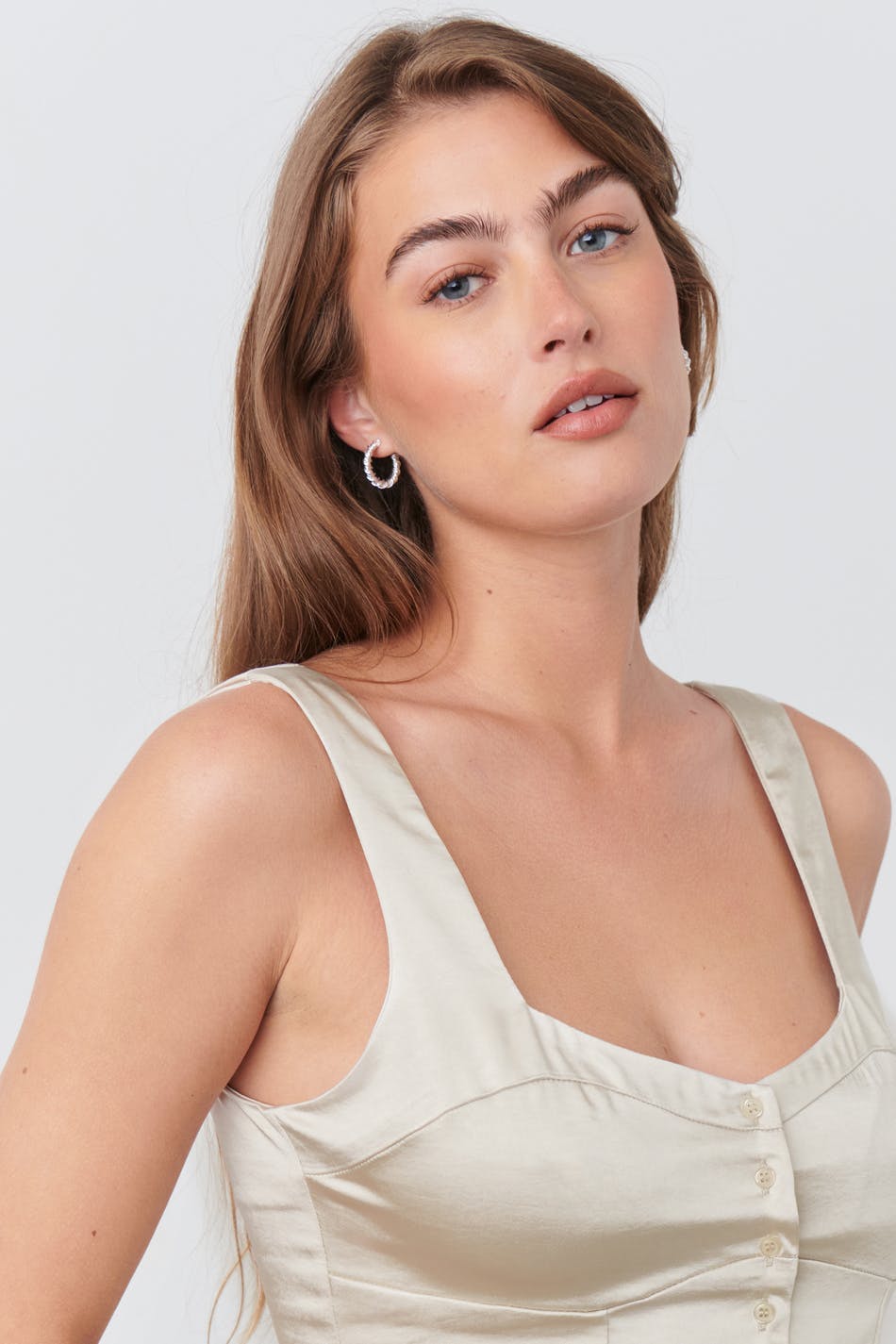 Fitted satin top - Crème