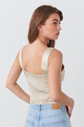 Fitted satin top - Crème