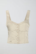 Fitted satin top - Crème