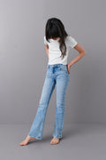 Bootcut rhinestone jeans - Bleu clair