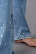 Bootcut rhinestone jeans - Bleu clair