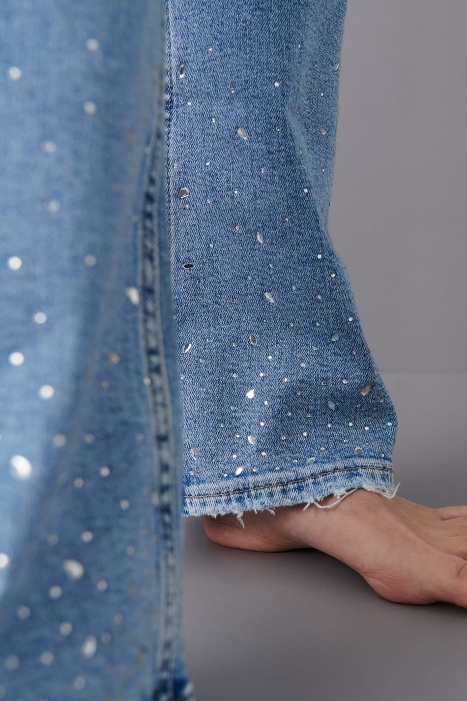 Bootcut rhinestone jeans - Bleu clair