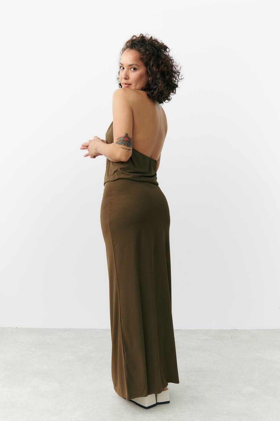 Low waist maxi skirt - Walnut