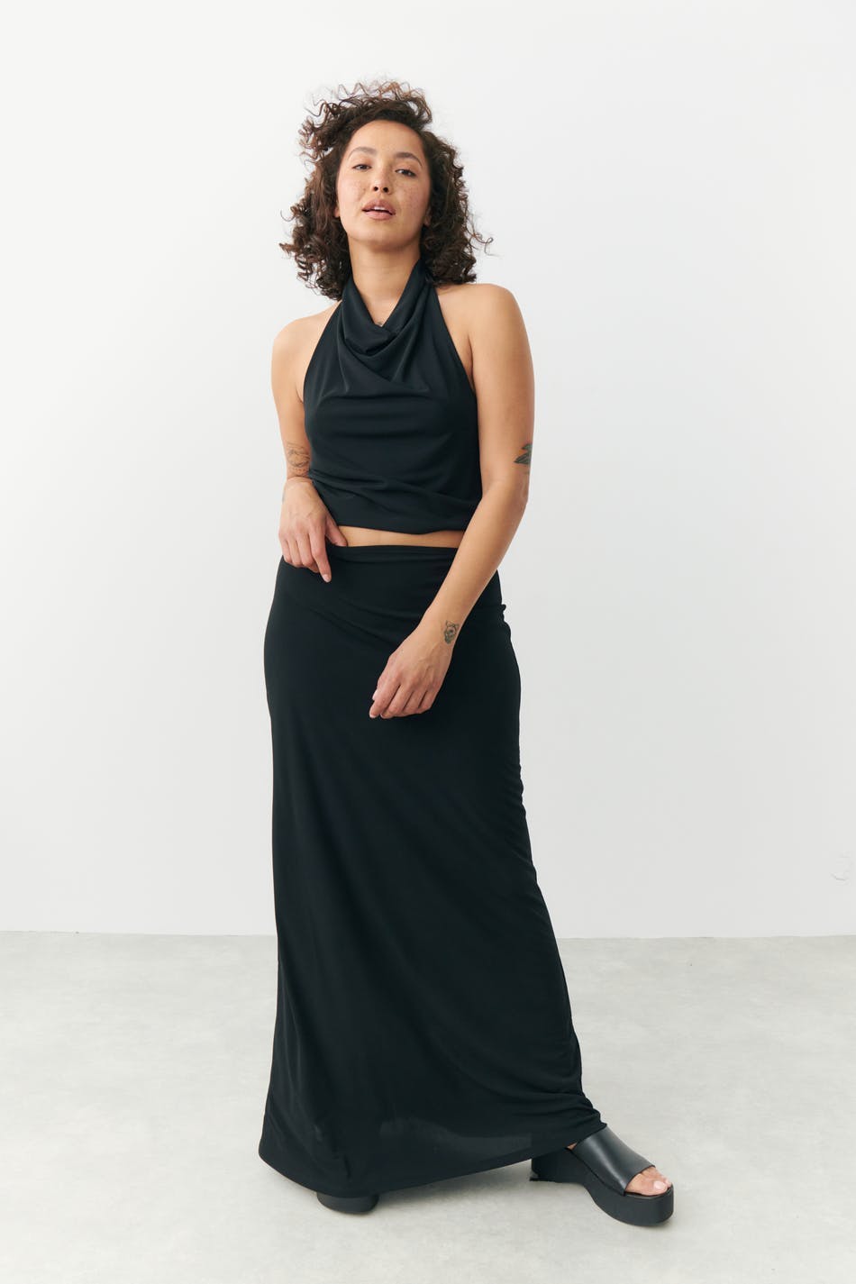 Low waist maxi skirt - Walnut
