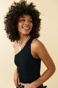 Soft touch one shoulder singlet - Blanc cassé