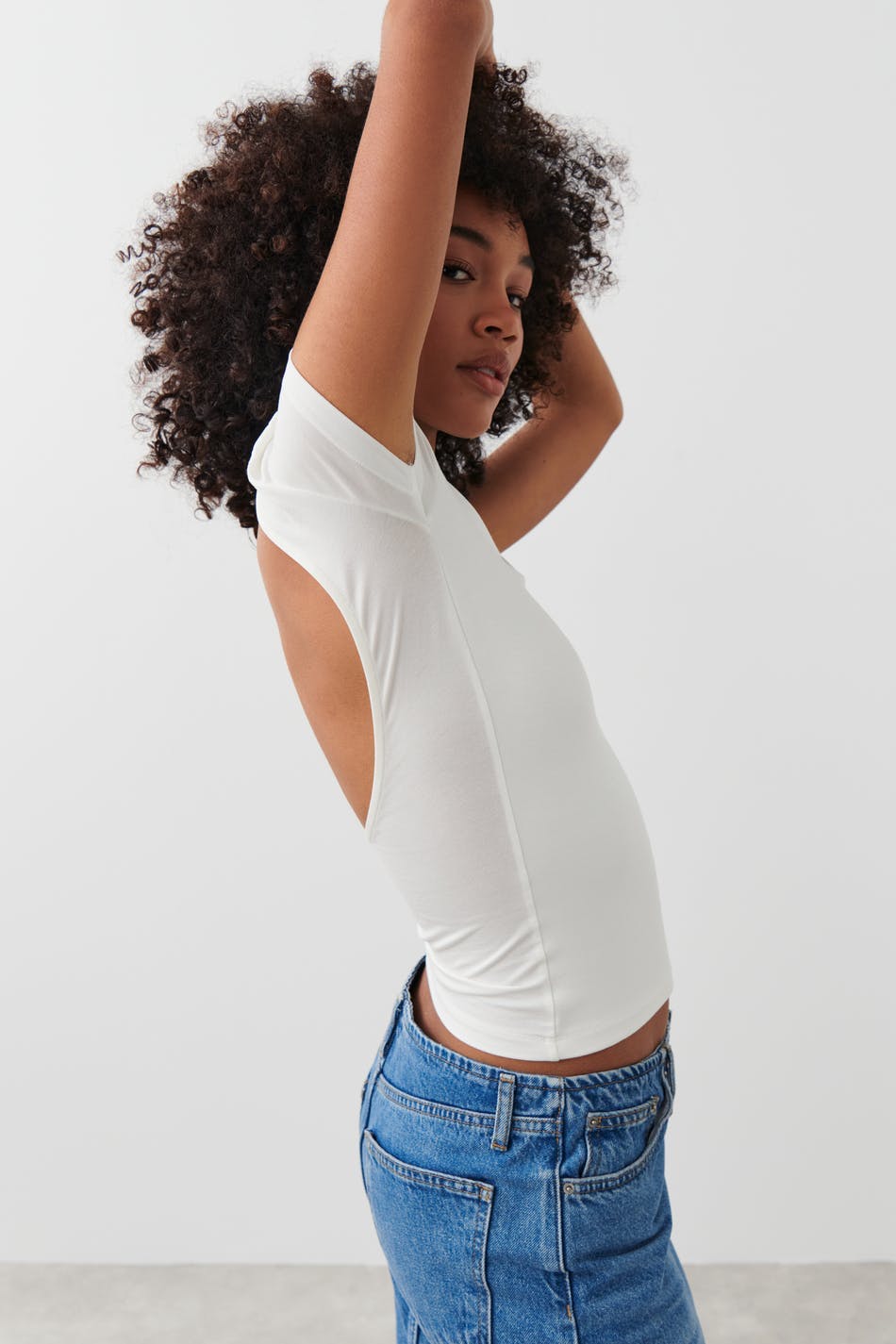 Soft touch low back top - Blanc cassé