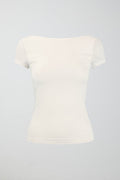 Soft touch low back top - Blanc cassé