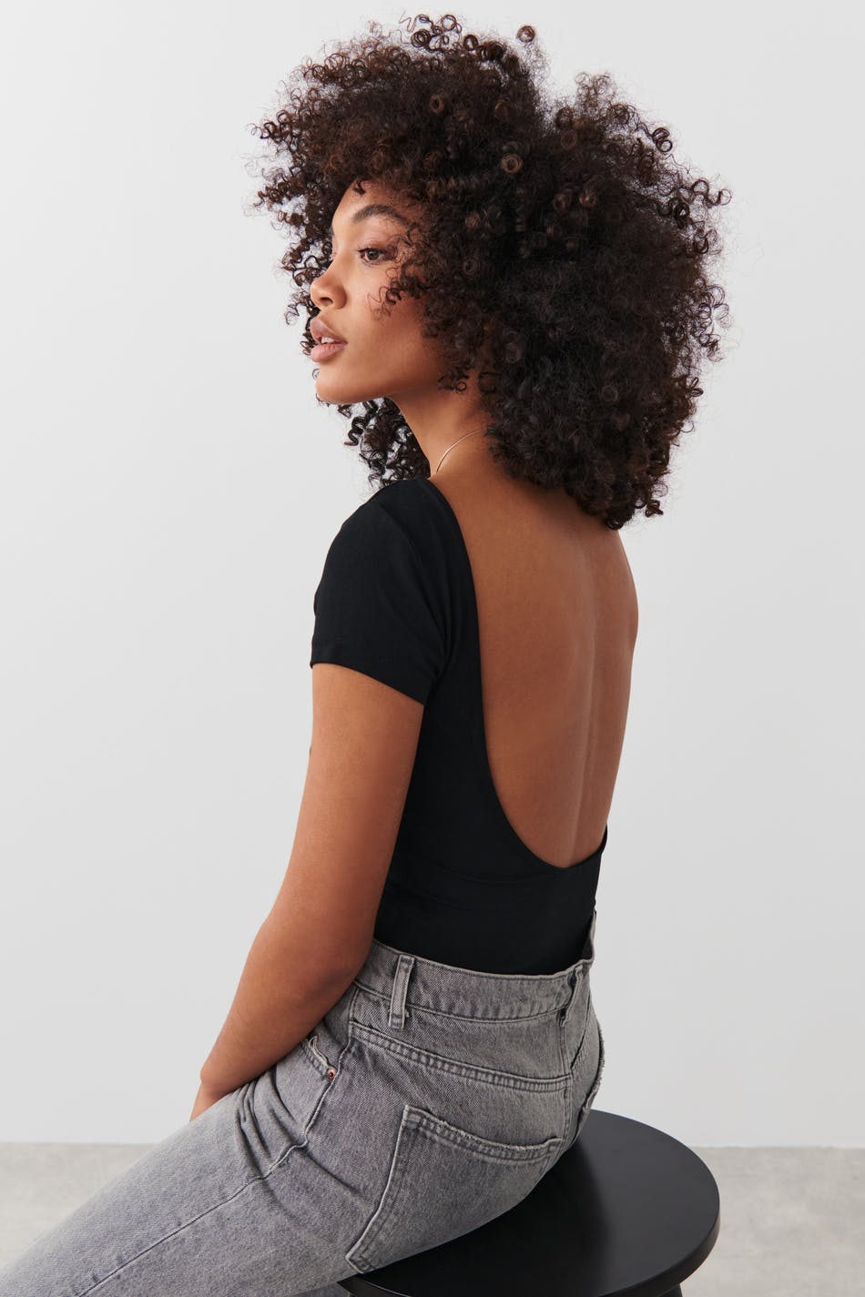 Soft touch low back top - Blanc cassé
