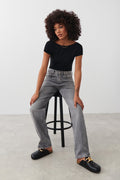 Soft touch low back top - Blanc cassé