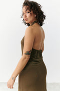 Drapy halterneck tanktop - Walnut