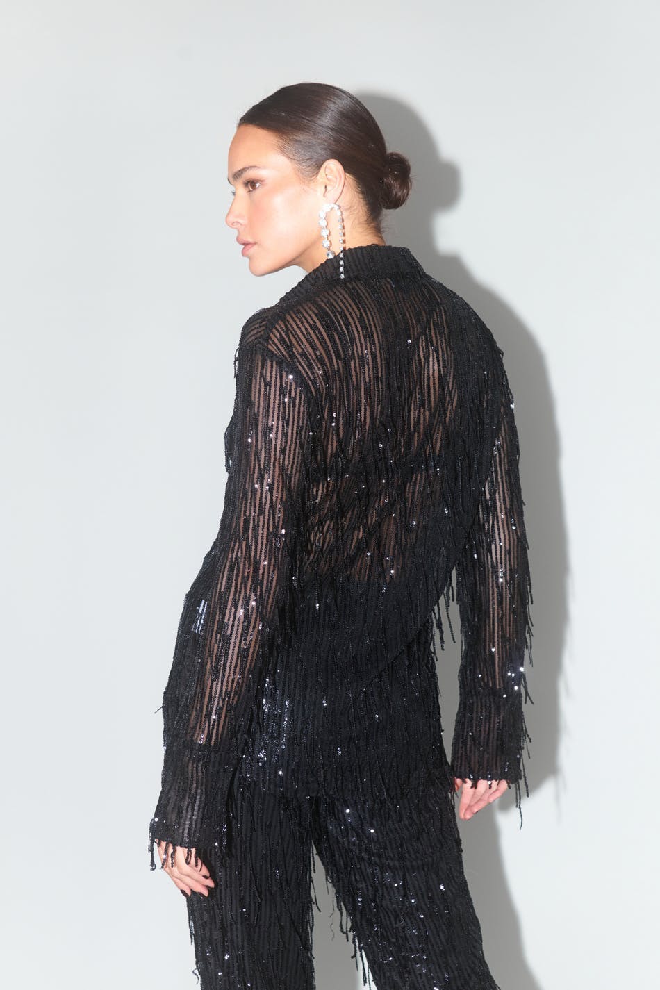 Fringe sequin shirt - Noir