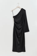One shoulder satin dress - Noir