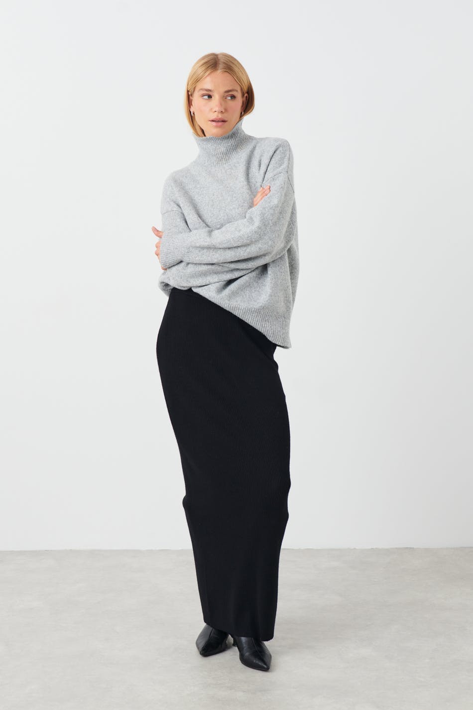 Knitted column skirt - Noir