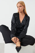 Satin fitted top - Noir
