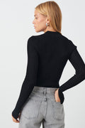 Knitted lurex top - Noir